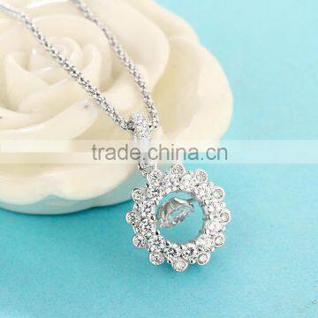 Fashion Jewelry Pave Dancing Stone Diamond Silver Pendant Necklace SPG919W photo-3