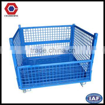 Foldable Steel weld customized Euro wire mesh cages for warehouse storage