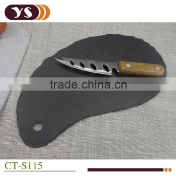 Modern restaurant new design black slate stone plate with knife