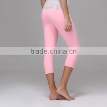 Bodybuilding Tight Pink Workout Capri Women Fitness Cropped Pants