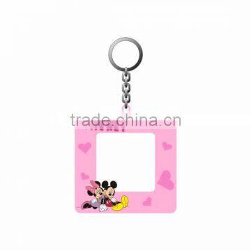 make cute Mickey Mouse shape rubber photo keychain