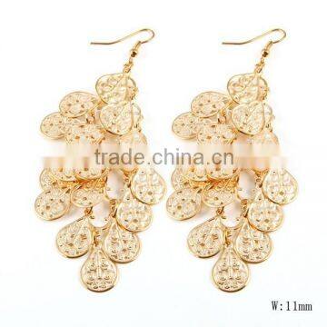 SRE6005 Fashion Jewelry Wholesalers Gold Leaves Chandelier Earrings