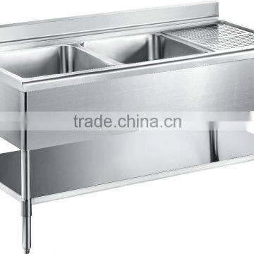 Catering equipment of Restaurant Used Free-standing Heavy-duty Commercial Stainless Steel Kitchen Sink with Drainboard GR-305C