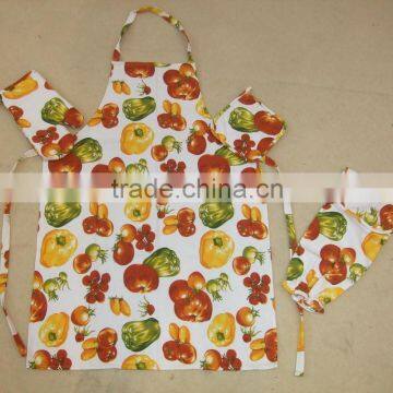 fruit designs big size glove and pot holder cotton linen kitchen set