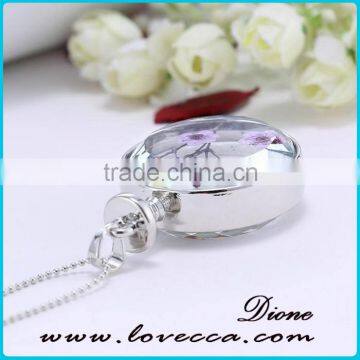 2016 FASHION Wholesale Round Glass Locket Pendant Organic Dried Flower Necklace photo-4