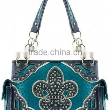 Wholesale Rhinestone Fleur de Lis Design Turquoise Purse