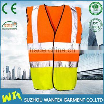 fluo yellow safety working vest reflective working vest wholesale polyester construction vest