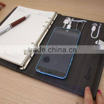 Shenzhen Promotional Corporate Gift Items PU Notebook Set with Power Bank and USB