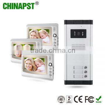 2015 Hot 7" LCD 3 Apartments Video Doorbell Door phone Intercom with 3 indoor monitor PST-VDO1-3K