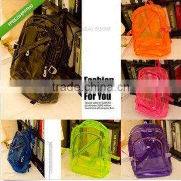 Candy Colors Cartoon Waterproof Transparent Backpack Shool bag Book bag