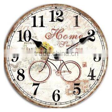 Antique Clock Wall Decorative Bicycle Painting Craft Clock