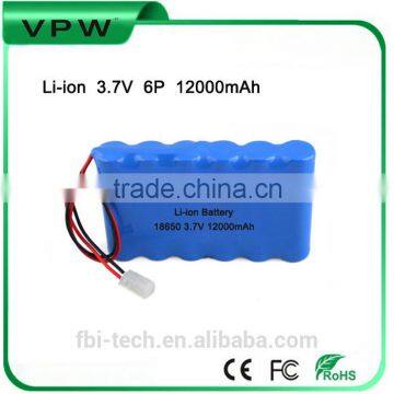 Li-ion lithium battery pack 18650 3.7V 12000mAh 6P for 2 wheel electronic scooter