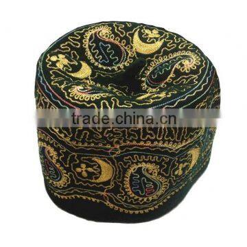 High quality wool embroidery muslim prayer cap