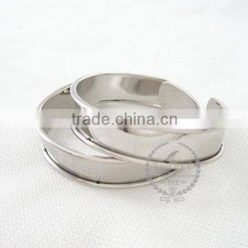 11mm width bezel,60mm diameter silver plated vintage style bangle adjustable bracelet DIY supplies,findings 1900108