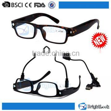 Rechargeable battery led plastic new model eyewear frame reading glasses