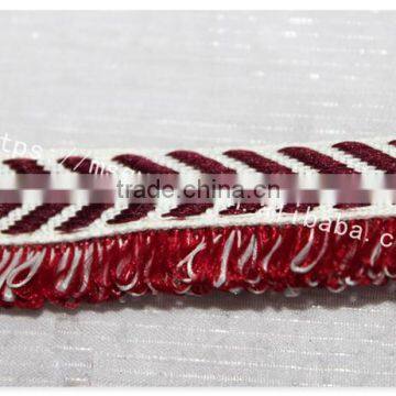 Good Price 1.6cm Width Yarn Dyed Polyester Weave With Fringe Wholesale photo-4