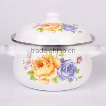 2016 New High Quality Flower Decal Printing Enamel Casserole With Decoration