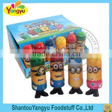 Little minion cartoon fruity flavors sour and sweet liquid spray candy