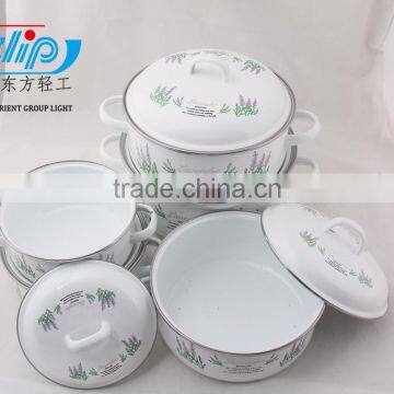 5Pcs Casserole Belly Shape W/Metal Cover Light Color Decor photo-6