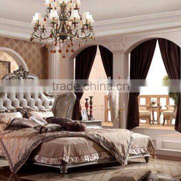 European Style Wood Carved Bed, Elegant and Royal King Size Bed, Luxury Bedroom Furniture Set (BF01-ML012)