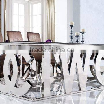Special Design 304 Stainless Steel Dining Room Table With Glass Top, Metal Table And Chair photo-2