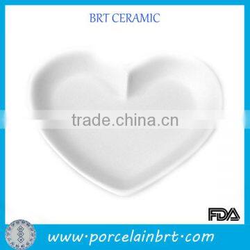 Heart plate white ceramic wholesale bisque