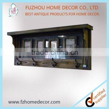 2016 New Style Antique Wall Wooden Shelf With Photo Frames & Hangers photo-2