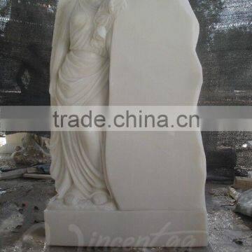 Stone Carvings and Sculptures Hand Carved White Angel Gardening Marble for Cemetery photo-2