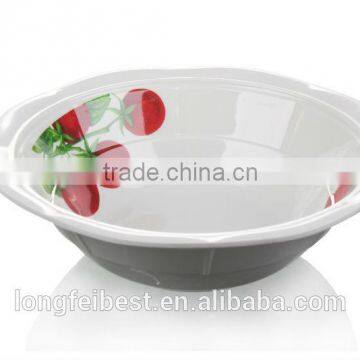 Multi purpose white decal melamine bowl, plastic bowl without cover