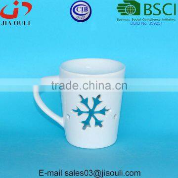 Fashion Design Cup Shape White Ceramic Aroma Diffuser Lamp, Christmas Oil Burner photo-2