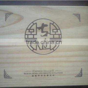 cusom logo engraved natural paulownia wooden teabox