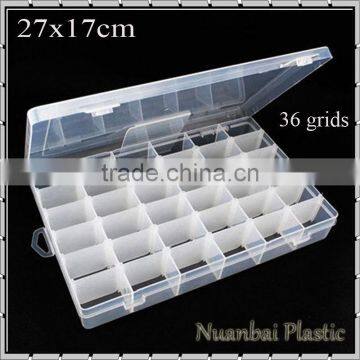 36 compartments Clear PP Plastic DIY Tool Organizer Storage Box with Adjustable Dividers