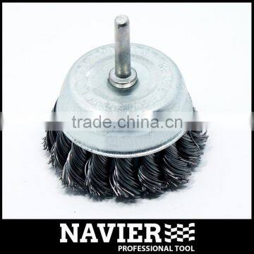 Shaft-Mounted Twisted knot cup brush steel wire brush with the shank