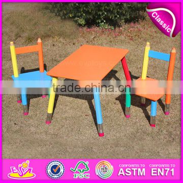 2015 MDF kids study desk chair in pencil design,Portable folding table chair set,Hot sale wooden study table and chair WO8G106