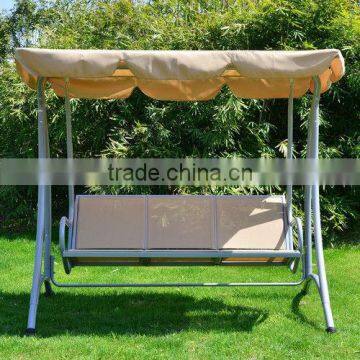 Customized 3 seats beige teslin hanging chair outdoor swing chair for hot sale