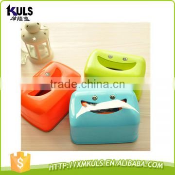 Cute cartoon square face tissue box plastic tissue box