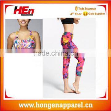 HongEn Apparel 2016 Latest Design Tight Yoga Pants Sublimation Print Yoga Pants for Women