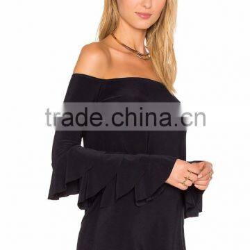 Multi Layers Ruffle Long Sleeve off Shoulder Top Women Stylish Designer Tops photo-4