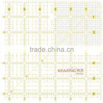 Kearing China factory direct sell transparent plastic patchwork acrylic ruler ( 6.5'' * 6.5'' ) & quilt sew ruler # KPR65D