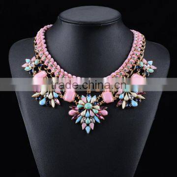 Fashion women rhinestone gems pendant choker necklaces