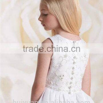 Cute White Beaded Baby Gown Halter Girls Birthday Dresses photo-2