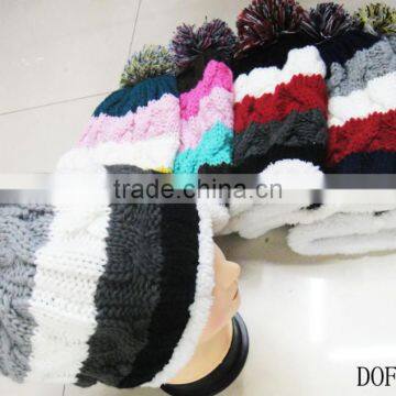 Fashion Most Popular 100%acrylic Crochet Knitted Stripe Hot Cap for Winter in Stock Now! photo-6