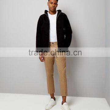 Mgoo Fashion 100% Cotton Black Hooded Jacket With Lining Casual Fit Balloon Sleeves Jacket Zipper Up photo-2