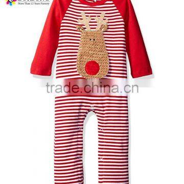 2017 winter baby clothes cute christmas raglan sleeve fabric emboridery soft cotton pajamas