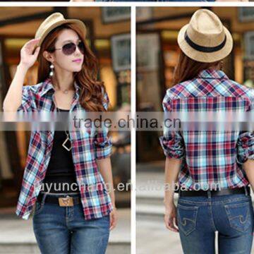 High quality fancy check slim fit shirts for beautiful ladies