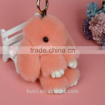 2017 New Real Genuine Rex Rabbit Furs Keychain Pendant Bag Car Charm Tag Cute Mini Rabbit Toy Doll photo-4