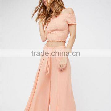 Fancy Wide Trousers Solide Color Dress Pants for Women Panama Sets photo-2