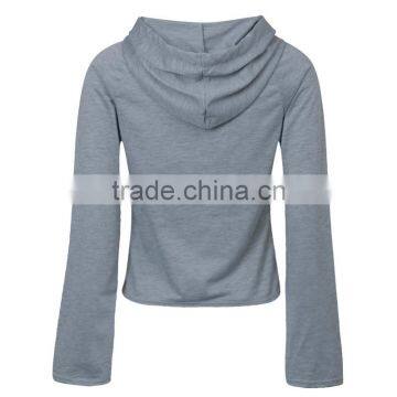 Spring Wear Grey Lightweight Raglan Sleeve Crop Pullover Hoodie for Girls photo-2