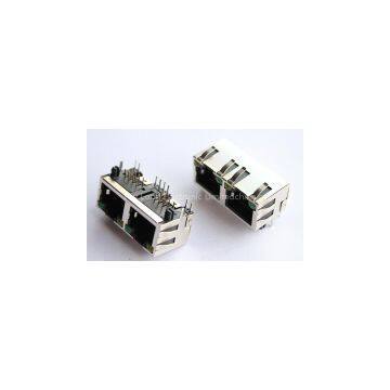 RJ45 1x2 with led connector 8p8c sheild pcb jack