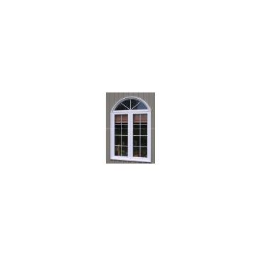 PVC Double Casement Outside Window With Hidden Mullion And Fixed Circle Above